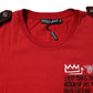 Red Cotton Round Neck Short Sleeves T-shirt