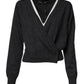 Grey Cashmere Deep V-neck Pullover Sweater