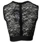Black Nylon Floral Lace Sleeveless Crop Top