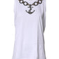 White Cotton Anchor Chain Embroidery Tank Top