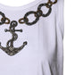 White Cotton Anchor Chain Embroidery Tank Top