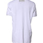 White Cotton Printed Round Neck Top T-shirt