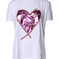 White Printed Cotton Round Neck Top T-shirt