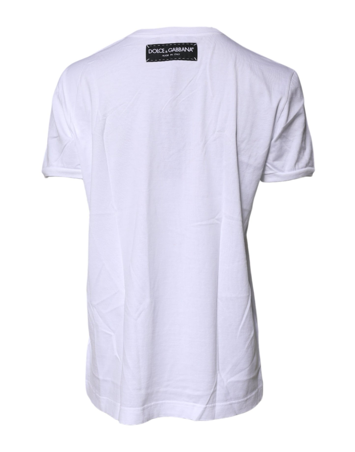 White Printed Cotton Round Neck Top T-shirt