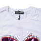 White Printed Cotton Round Neck Top T-shirt