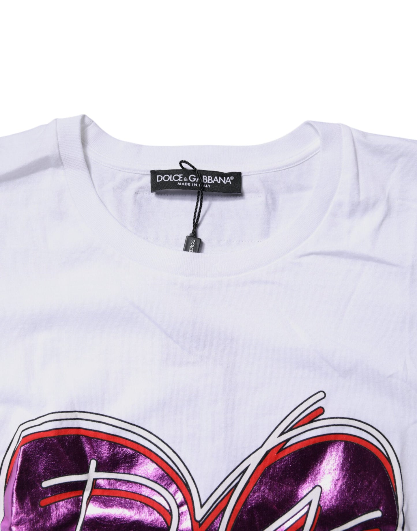 White Printed Cotton Round Neck Top T-shirt