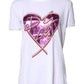 White Printed Cotton Round Neck Top T-shirt