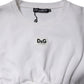 White Cotton Blend 3/4 Sleeves Blouse Top