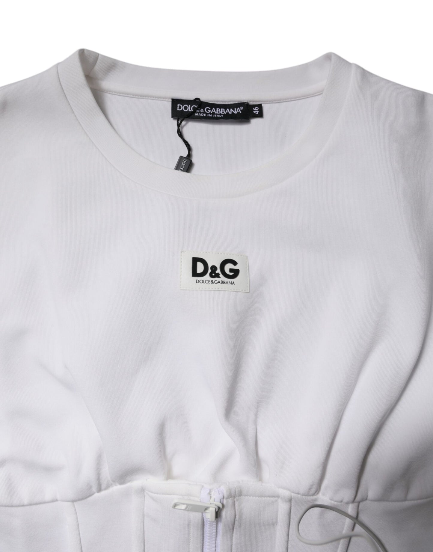 White Cotton Blend 3/4 Sleeves Blouse Top
