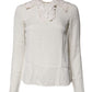 Cream Floral Lace Long Sleeves Blouse Top