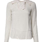 Cream Floral Lace Long Sleeves Blouse Top