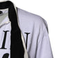 White Cotton Silk Blend Ascot Collar T-shirt