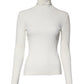 Cream Long Sleeves Turtleneck Slim Sweater