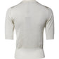 Cream Short Sleeve Silk Round Neck Blouse Top