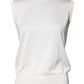 Cream Sleeveless Silk Round Neck Tank Top