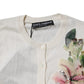 Cream Floral Silk Embellished Cardigan Sweater