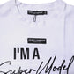 White Printed Cotton Round Neck Top T-shirt