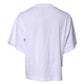 White Printed Round Neck Top Cotton T-shirt