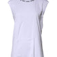 White Cotton Sleeveless Printed Tank T-shirt