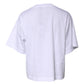 White Printed Round Neck Top Cotton T-shirt