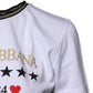 White Printed Round Neck Top Cotton T-shirt