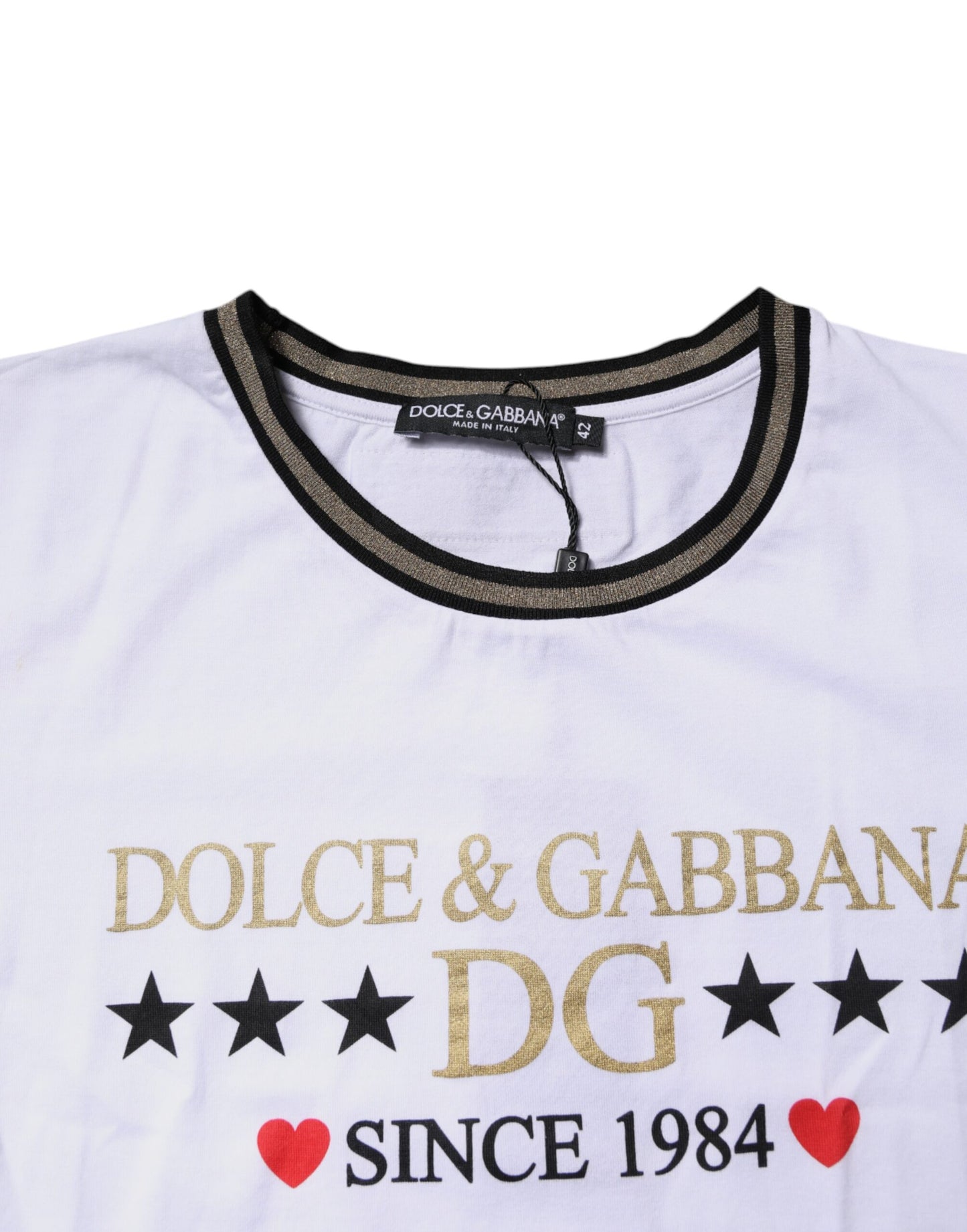 White Printed Round Neck Top Cotton T-shirt