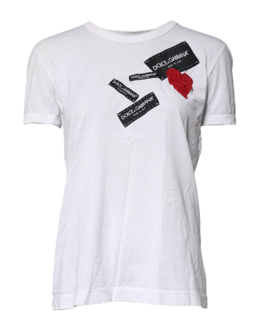 White Cotton DG Heart Embroidery T-shirt