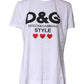 White Printed Round Neck Top Cotton T-shirt