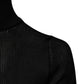 Black Knit Long Sleeves Turtleneck Slim Top