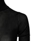 Black Knit Long Sleeves Turtleneck Slim Top