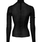 Black Knit Long Sleeves Turtleneck Slim Top