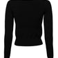 Black Square Neckline Long Sleeves Sweater
