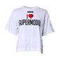 White Printed Round Neck Top Cotton T-shirt