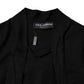 Black Cashmere Ascot Collar Long Sleeve Top