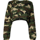 Multicolor Camou Cropped Sweatshirt Sweater