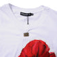 White Floral Print Cotton Crew Neck T-shirt