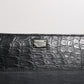 Black Leather Logo Plaque Zip Around Continental Wallet