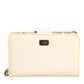 Ivory Calf Leather Compact Logo Plaque Card Holder Wallet