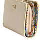 Ivory Calf Leather Compact Logo Plaque Card Holder Wallet