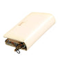 Ivory Calf Leather Compact Logo Plaque Card Holder Wallet
