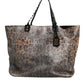 Brown Leopard BEATRICE Leather Logo Plaque Tote Bag