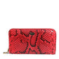 Red Exotic Leather Zip Around Continental Clutch Wallet