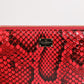 Red Exotic Leather Zip Around Continental Clutch Wallet