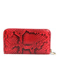 Red Exotic Leather Zip Around Continental Clutch Wallet
