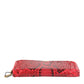 Red Exotic Leather Zip Around Continental Clutch Wallet