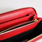 Red Exotic Leather Zip Around Continental Clutch Wallet