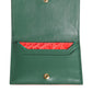 Red Exotic Leather Logo Plaque Card Holder Wallet