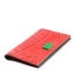 Red Exotic Leather Logo Plaque Card Holder Wallet