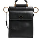 Black Calfskin Leather Logo Plaque Mini Bag