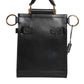 Black Calfskin Leather Logo Plaque Mini Bag